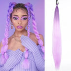 LUPU Synthetic Ponytail Extension with Elastic Tie Hair Band 26" Long Straight Colored Braiding Ponytail Ombre Pink Purple Blue