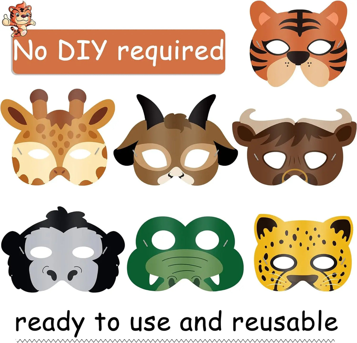 Cosplay Party Masks Jungle Animal Felt Mask Kids Role Play Games Mask Children's Dress Up Party Mask Christmas Halloween Gift