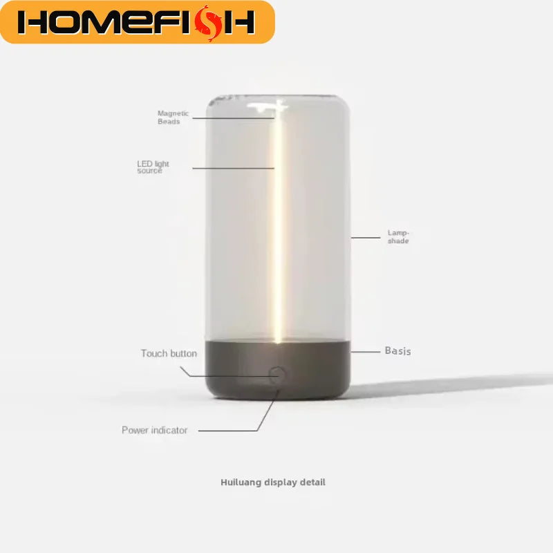 HOMEFISH Portable Quantum Wire Ambient Magnetic Light Type-C Rechargeable Eye Protection Lamp for Bedroom Study Camping Gift
