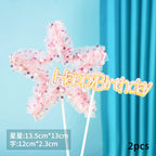 Princess Cake Topper Beautiful Girl with Bow Stars for Happy 1st Birthday Party Cake Decoration Baby Shower Party Supplies