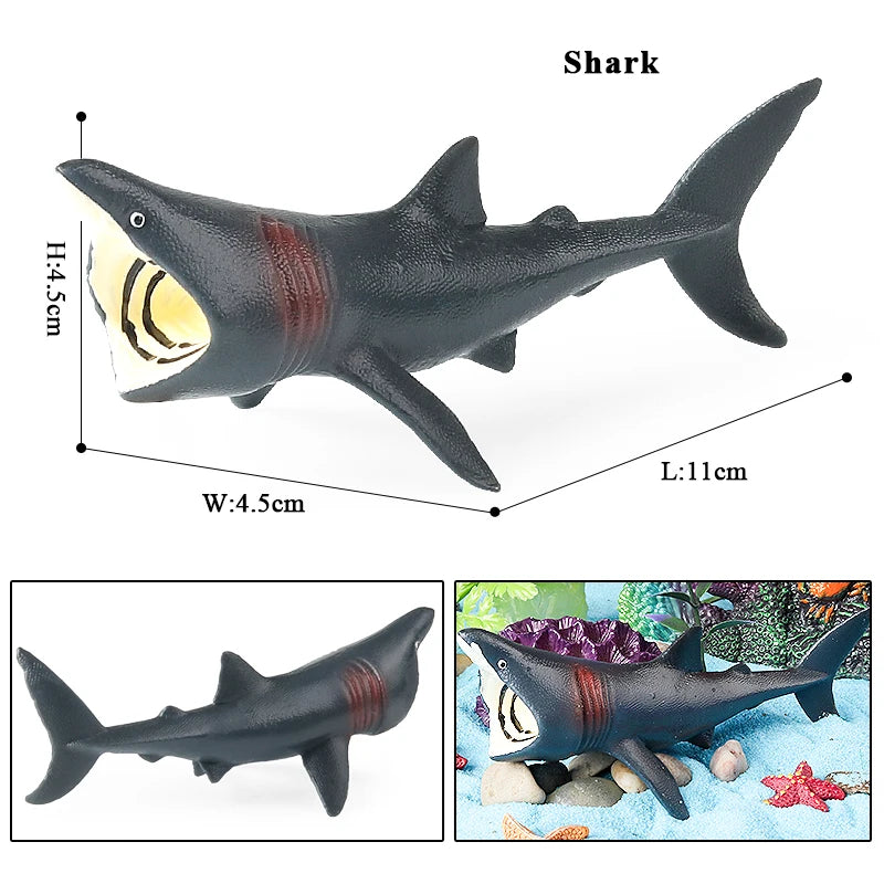 Oenux Ocean Life Animals Whale Dolphin Basking Shark Narwhal Tropical Fish Model Action Figures PVC Education Toy Kids Gift