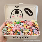 50pcs Cartoon Animal & Fruit Hair Ties - Colorful Woven Headbands for Girls  Polyester Material, All-Season Use Festive Gift