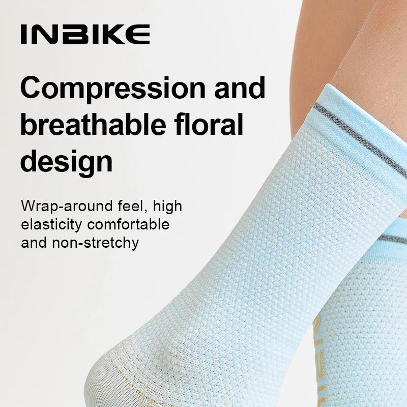 INBIKE Summer Cycling Socks Men Sports Compression Running Socks Biking Socks Crew Length Breathable Basketball Football Socks