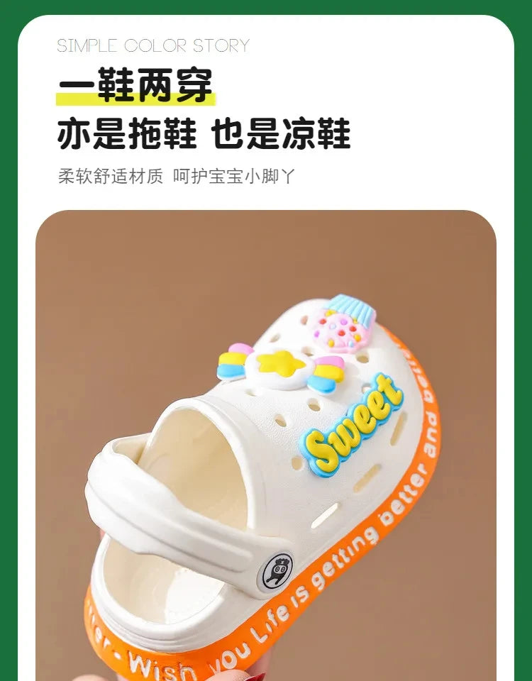 Kids Summer Hole Sandals Soft Cartoon Beach Shoes for Children