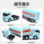 1:64 Small trailer container truck Gulf version Simulation alloy car model ornament toy Collect boys' toys gifts