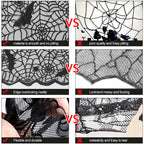 1 Piece Halloween Lace Tablecloth Bat Net Skull Pattern Rectangular Shape For Party Decoration Haunted House Pumpkin Design