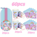 Kids Girls Unicorn Birthday Party Decoration Plate Cup Happy 1st Unicorn 3D Balloon Kid Favors Gift Wedding Baby Shower Supplies