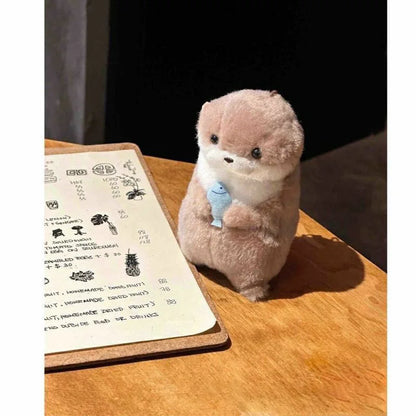 Cute Little Otter Hug Fish Plush Doll – Keychain Pendant Gift