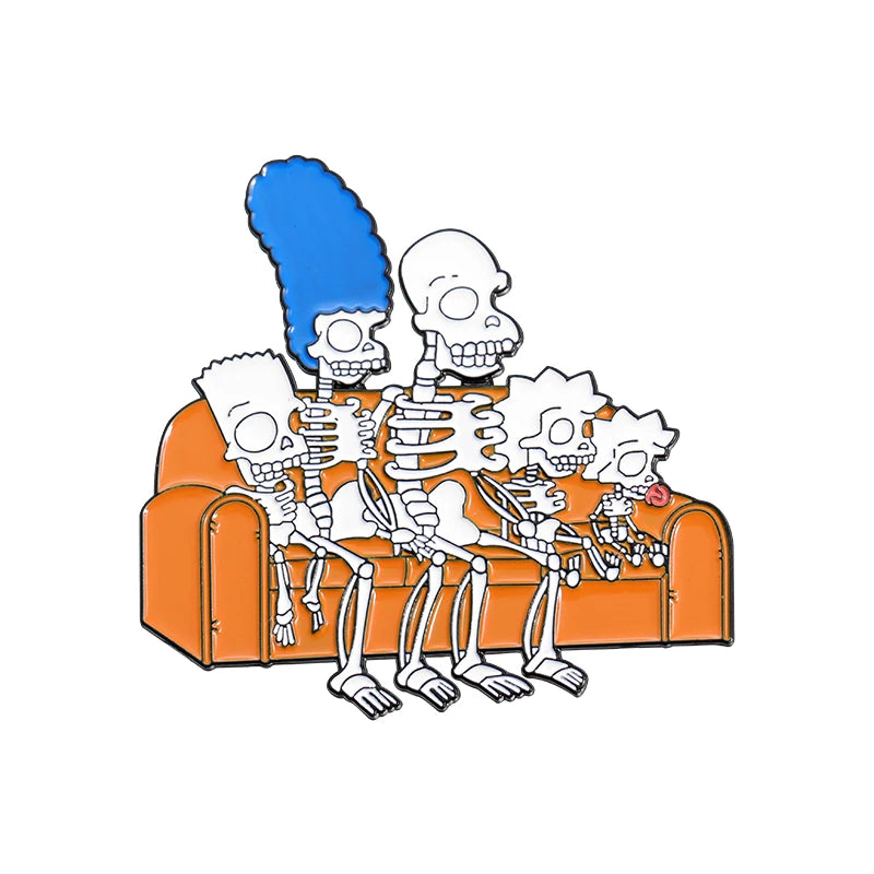 Animated Sitcom Punk Skull Brooch Enamel Pins Funny Cartoon Metal Brooches Backpack Lapel Badges Accessories Gift for Friends
