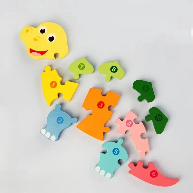 Wooden Puzzles for Kids Number, Dinosaur & Animal Jigsaw Toy