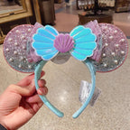 Disney Princess Headband Mickey Ear Rapunzel Sequin Bow Hair Hoop Birthday Gift Girl Accessories Halloween Gift Christmas Jack