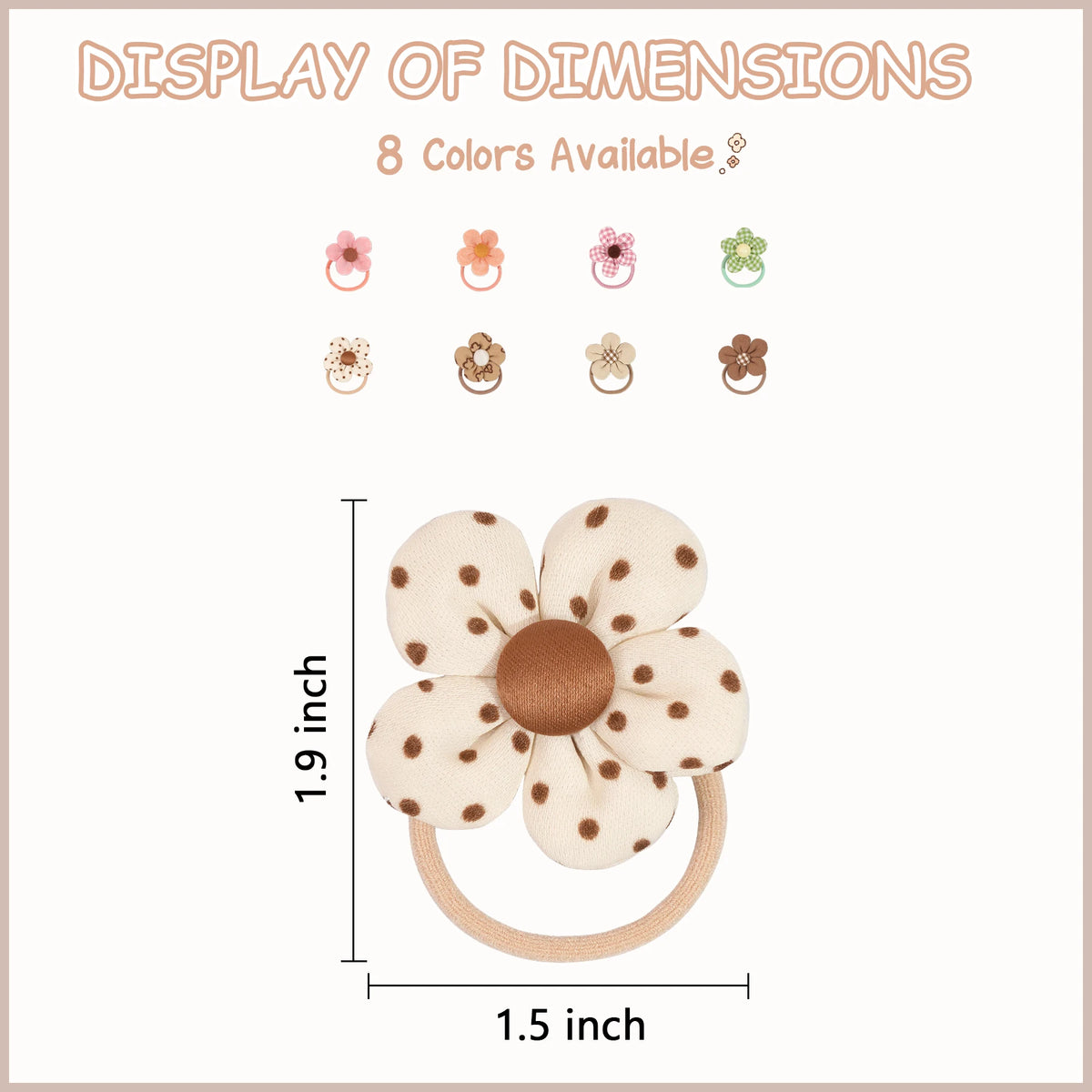 8/10Pcs Boutique Childrens Hair Ties with Flowers, Hair Bow Ties for Girls, Elastics Ponytail Holders Pigtails Rubber Band