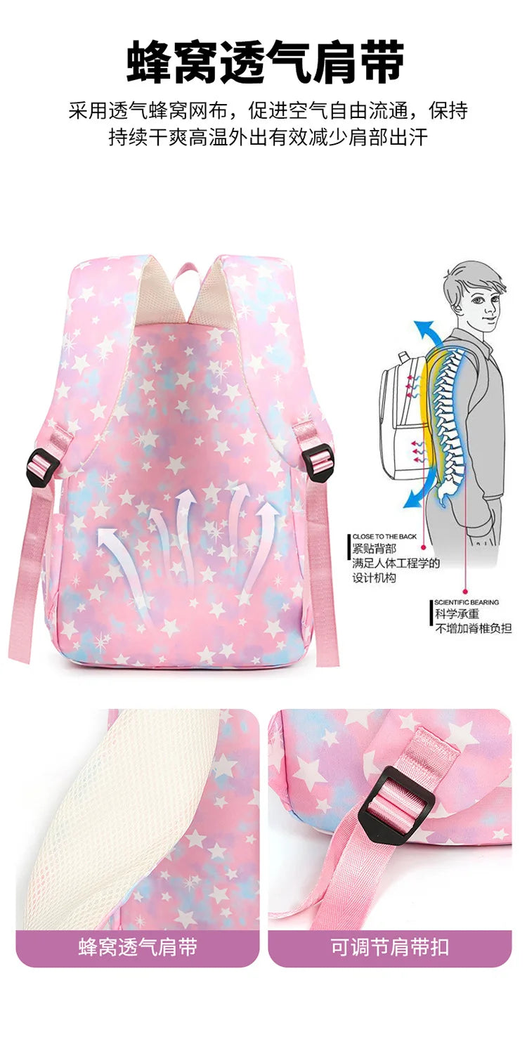3Pcs/Set KPop Demon Hunter School Bags Girls Teens Rumi Mira Zoey Youth School Backpack Travel School Students Laptop Backpack