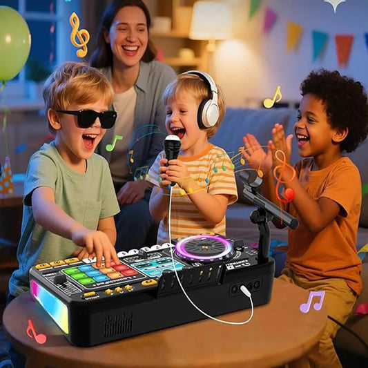 Kids DJ Mixer Toy with Microphone & Bluetooth Piano Keyboard