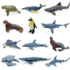12pcs/set Updated Simulated Marine Animals Penguin Toy Model Realistic Sea Life Turtle Whale Toys For Children Christmas Gifts