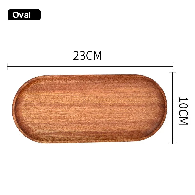 Cross-border Spot Japanese Solid Wooden Tray Meal Inventory Heart Plate Rectangular Walnut Color Dessert Fruit Plate Fruit Dish