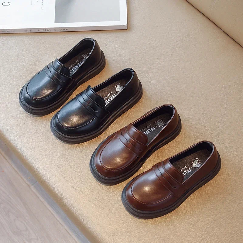 Children's Leather Shoes Classic British Style for Boys Girls