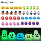 40PCS Glow in The Dark Halloween Resin Mini Figures Mini Pumpkin Ghost Ornament DIY Fairy Garden Micro Landscape Decor
