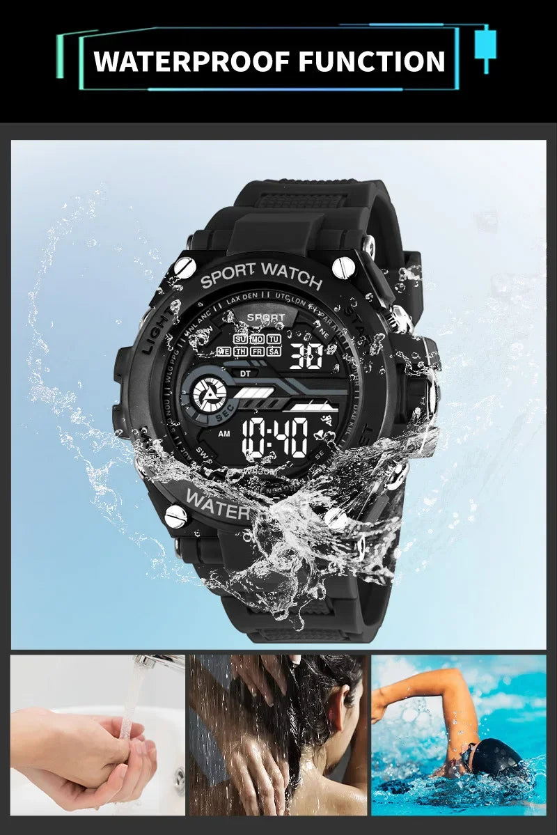 YIKAZE Men’s Digital Sports Watch – Waterproof Military Watch