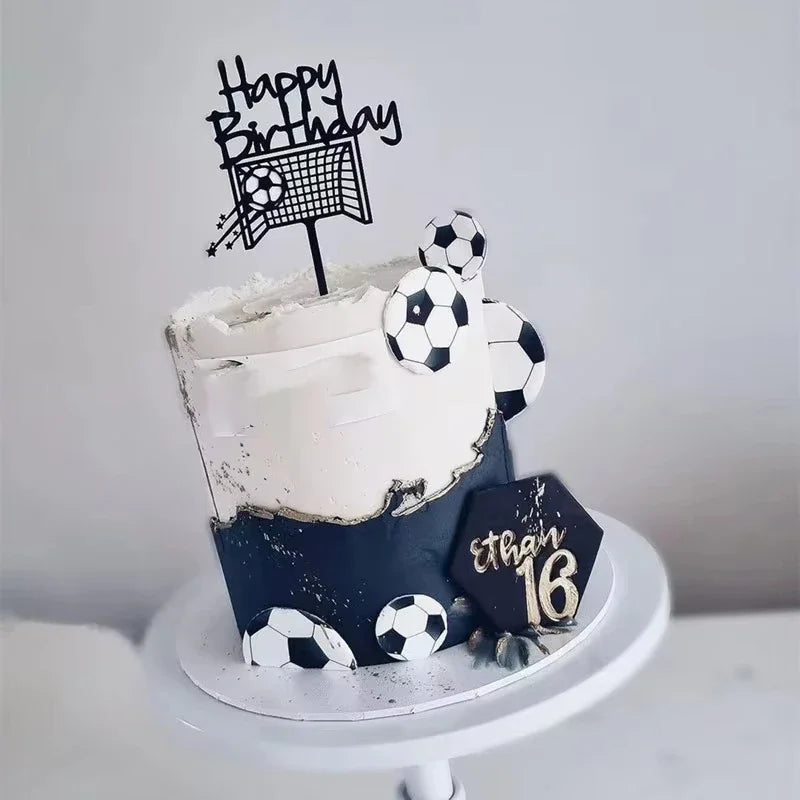 Football Boy Cake Topper Soccer Player Doll Decor for Birthday Party Sports Theme Childrens Celebration Supplies Cupcake Decor