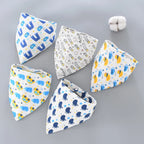 5pcs Pure Cotton Bandana Waterproof Bibs Baby Saliva Towel Triangle Scarf Newborn Boys Girls Absorbent Cloth Bib Saliva Scarf