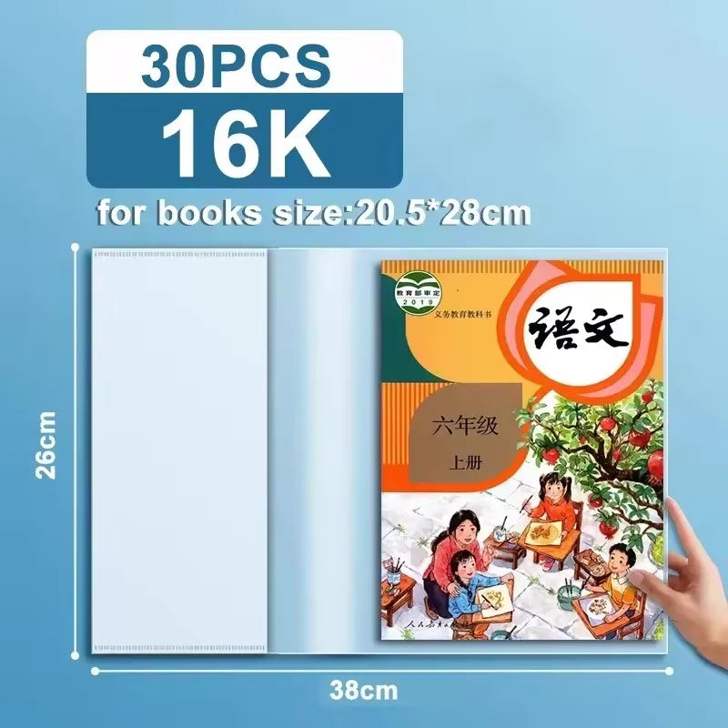 Transparent Book Covers Fit A4/16K/22K Textbook Paperback Book Sleeve Protector Waterproof PP Clear Self Adhesive Closure