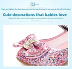 Princess Kids Leather Shoes for Girls Flower Casual Glitter Children High Heel Girls Shoes Butterfly Knot Blue Pink Silver