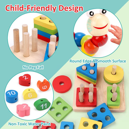 Montessori Wooden Toys Set for Babies Educational Learning Puzzle Toy