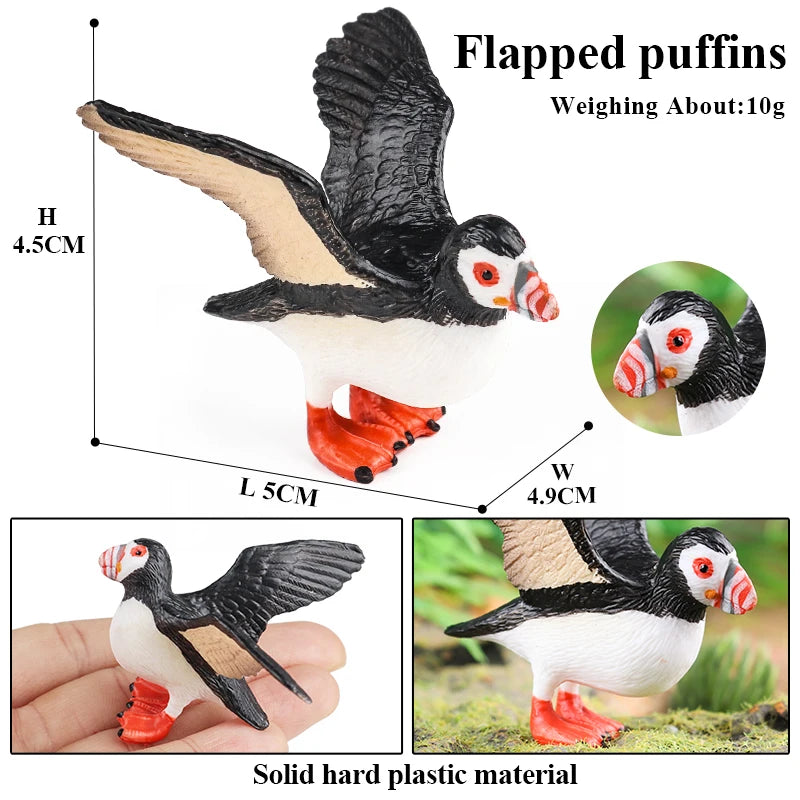 Oenux Bird Forest Animal Parrot Macaw Cockatiel Cockatoo Agapornis Puffin Model Solid PVC Garden Decoration Education Kids Toy