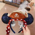 Disney Princess Headband Mickey Ear Rapunzel Sequin Bow Hair Hoop Birthday Gift Girl Accessories Halloween Gift Christmas Jack