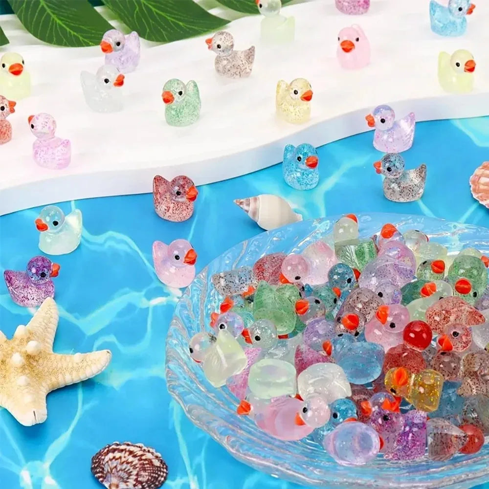 ~Glitter Miniature Resin Duck Mini Tiny Ducks for DIY Garden Micro Landscape Aquarium Potted Dollhouse Decoration Decor