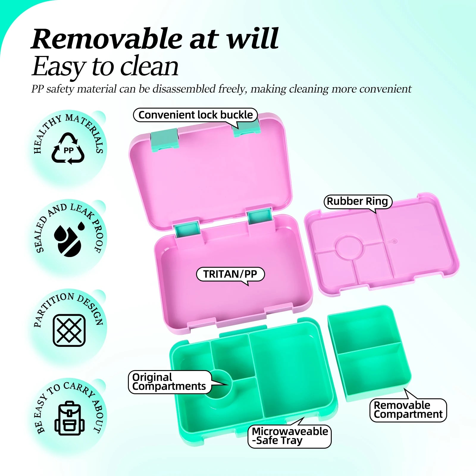 Adorable Kids Lunch Box Student Microwave Safe Travel Bento Box Halloween Container Portable Leak Proof Fruit Salad Bento Box