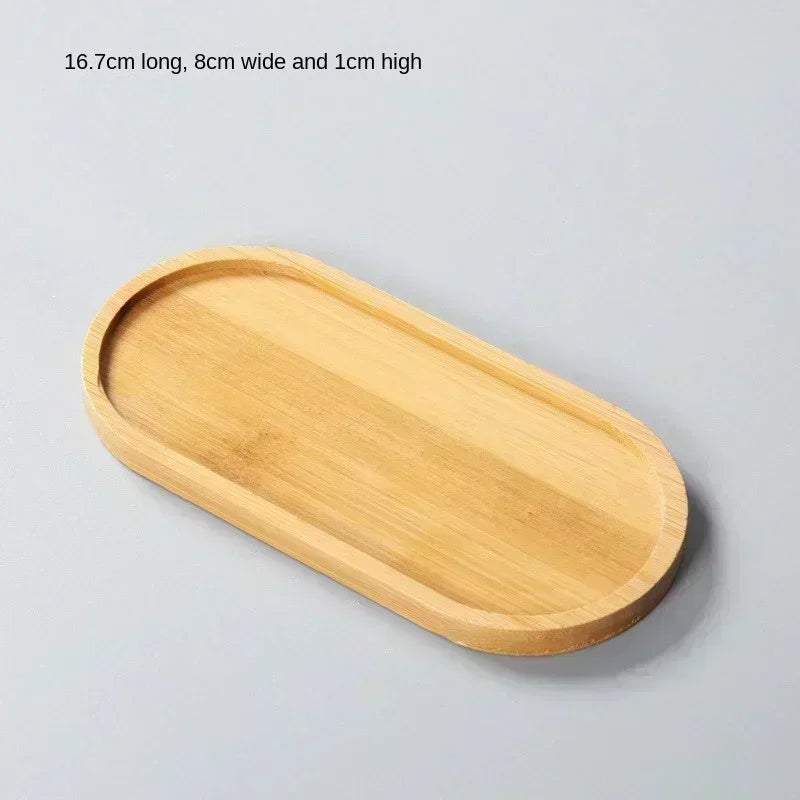 Multi Bamboo Tray Wood Saucer Flower Pot Tray Cup Pad Coaster Plate Kitchen Decorative Plate Creative Coaster Coffee Cup Mat