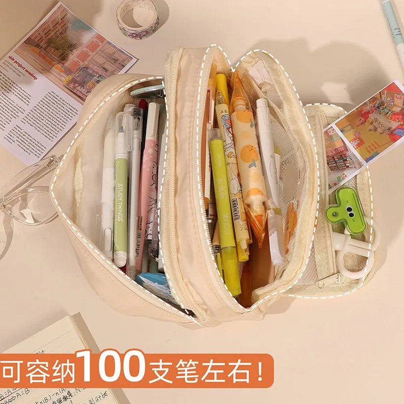 Large Capacity Simple and Versatile Japanese Pencil Case Stationery Box for Female Primary School Students, Junior High School S