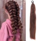 LUPU Synthetic Ponytail Extension with Elastic Tie Hair Band 26" Long Straight Colored Braiding Ponytail Ombre Pink Purple Blue