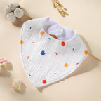 New Cotton Baby Bib Soft Waterproof Triangle Saliva Towel Adjustable Button Print Infant Boy Girl Feeding Burp Cloth Cute Bibs