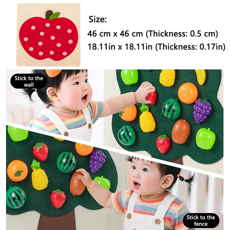Baby Felt Board Play Food Toys Wall Sticker Fruits Vegetables Pretend Play Kitchen Games Fine Motor Skills Early Educational Toy