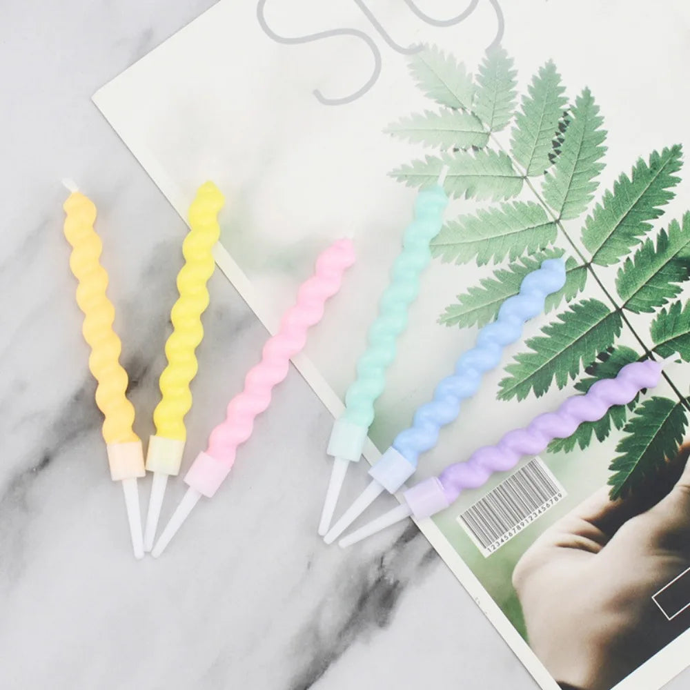 6/12/48pcs/1case Birthday Candles Spiral Cake Candles  Long Thin Cake Candles For Wedding Party And Cake Decoration