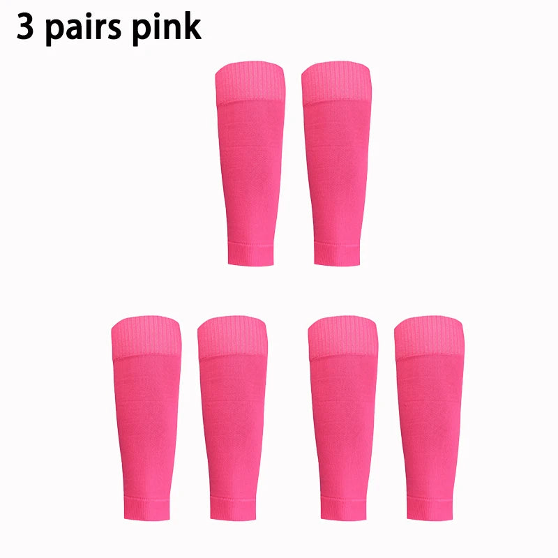 3 pairs New Football Socks Shin Pads Leg Cover Men Women Grip Cutsocks