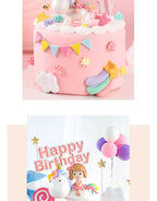 Unicorn Theme Cake Topper Happy Birthday Rainbow Stars Girl Birthday Baby Shower Party  Cake Decoration for Girl's 16th Birthday
