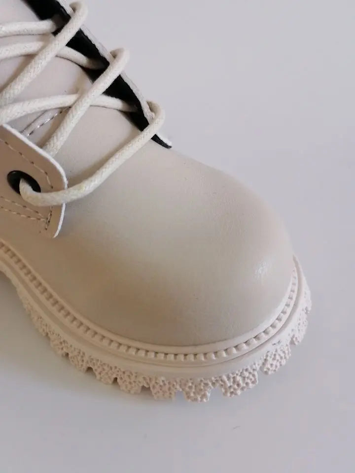 Kids Leather Chelsea Boots Waterproof Children Sneakers Beige Toddler Snow Boots Girl Winter Shoe Boy