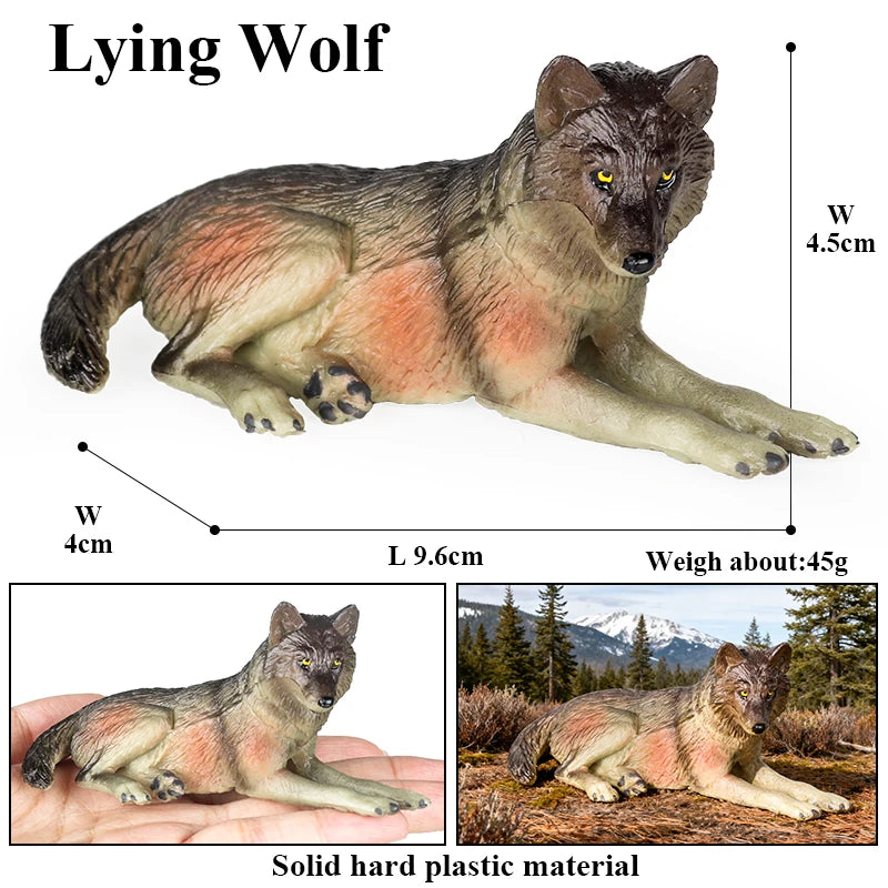 Oenux Wild Beast Animals Small Gray Wolf Maned Wolf Baby Wolves Simulation Model Action Figures Collection PVC Gift Kid Toy Gift