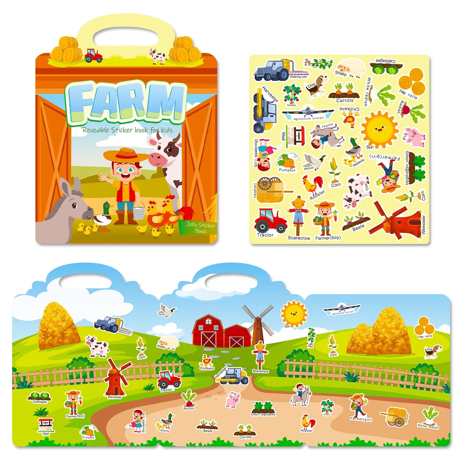 Hot New Children Scene Stickers DIY Hand-on Puzzle Sticker Books Reusable Cartoon Animal Learning Cognition Toys for Kids Gift