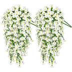 1/2Pc 75cm White Artificial Morning Glory Wall Hanging Faux Violet Plants Hanging Flowers Vines for Home Garden Wedding Decor