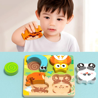 4-in-1 Wooden 3D Cartoon Animal Puzzle | Educational Toy for Kids ...