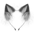 Handmade Faux Fur Animal Ears Headband Furry Cat Fox Ear Hairhoop Headwear Costume Accessory for Cosplay Masquerade