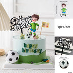Football Boy Cake Topper Soccer Player Doll Decor for Birthday Party Sports Theme Childrens Celebration Supplies Cupcake Decor