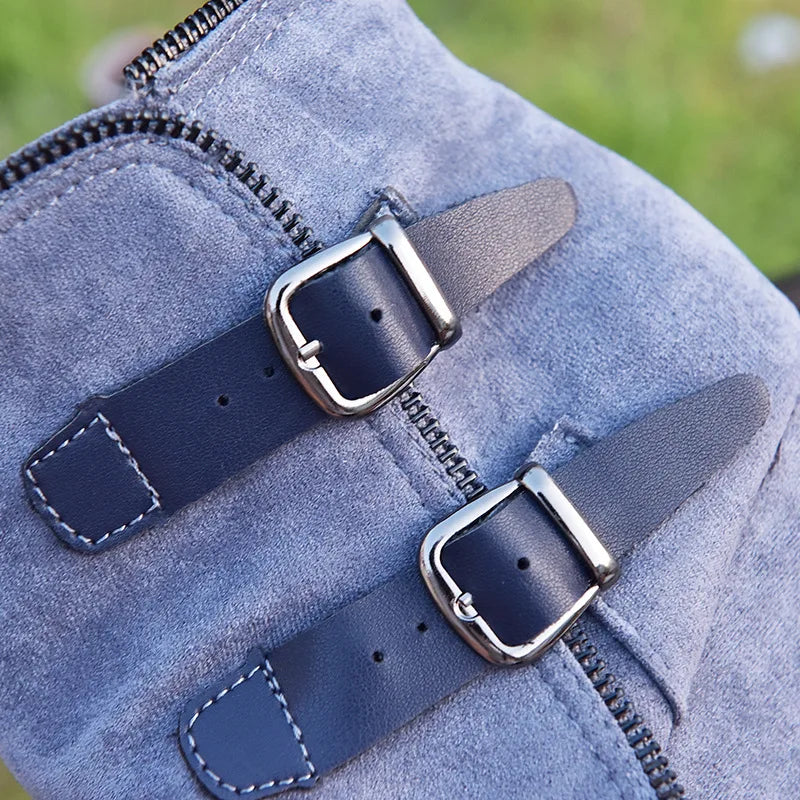 2025 New Women's Boots Zip Womens High Heels Suede Fashion Wedge Heels Durable Retro Women Ankle Boots Round Head Bottes Femmes
