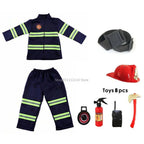 Halloween Kids Firefighter Uniform Children Sam Fireman Role Work Clothing Suit Boy Kids Cosplay Costume Party Costume Gift