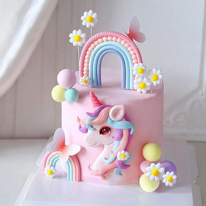 Butterfly Rainbow Unicorn Cake Topper Birthday Party Decor Girl Cake Kids Unicorn Birthday Baby Shower Rainbow Cake Decoratings